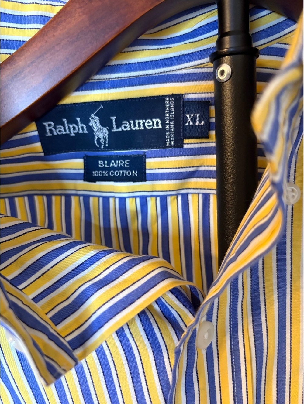 Ralph Lauren Blue and Yellow Striped Button Down XL
